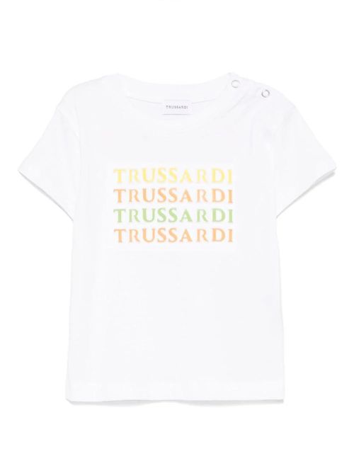 T-shirt con logo ripetuto TRUSSARDI JEANS | TIP25022TS/OFWHITE